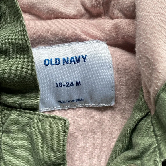 Toddler Old Navy Army Green and Pink Knit Jacket size 18-24 girls - Picture 2 of 4